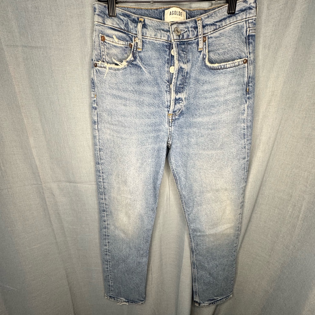 Agolde Skinny Ankle Denim Jeans In Light Blue